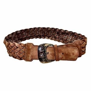 Italian Woven Leather Belt | Vera Pelle | Size 40 | Brown Braided Leather Belt